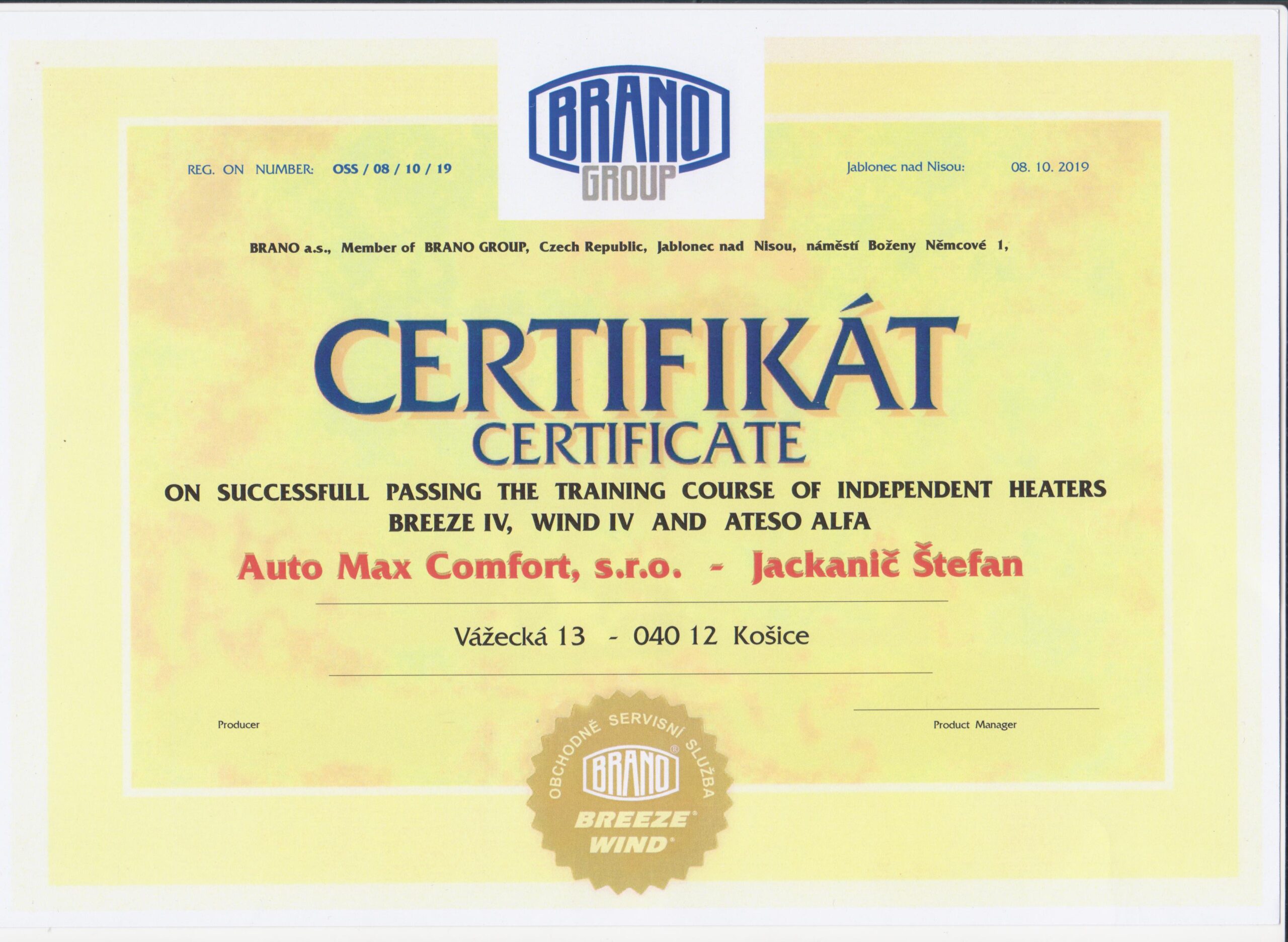 Certifikat 7 001